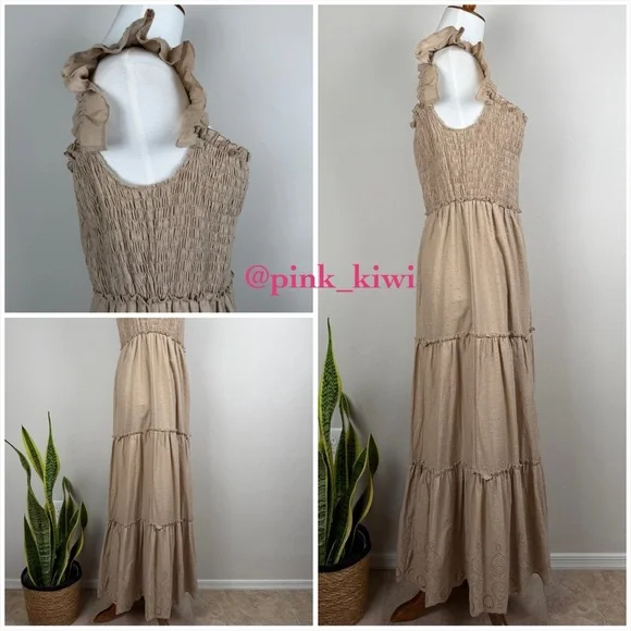 🆑 Pietro Brunelli Chloe Ruffle Sleeve Smocked Maternity Dress - Picture 9 of 16